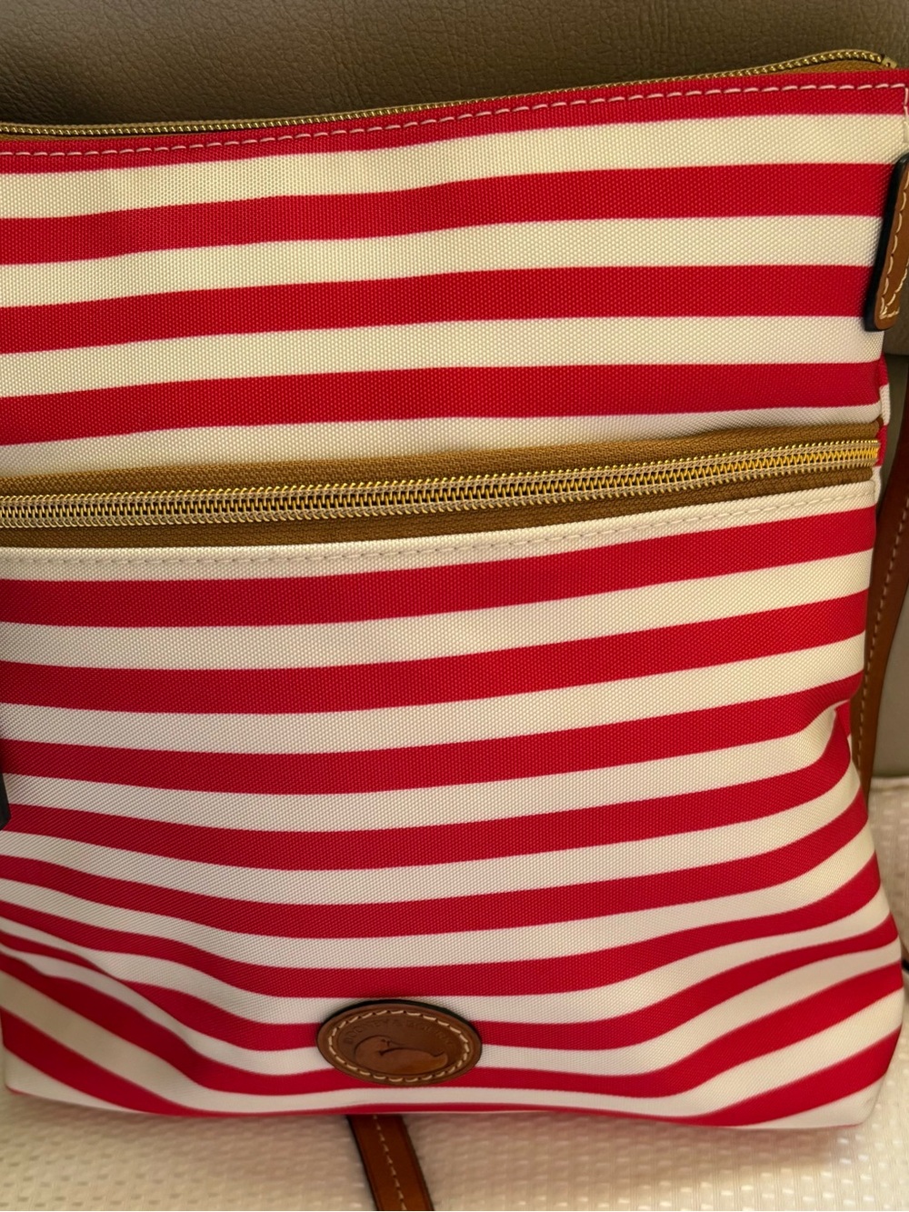 Canvas Stripe Crossbody Bag - Red & White